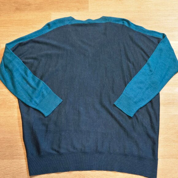 Eileen Fisher Arctic Green Sweater Women's Large 100% Royal Alpaca Colorblock - Picture 5 of 6